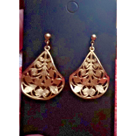 Vintage 1990's Gold Tone Dangle Earrings - Picture 3 of 10